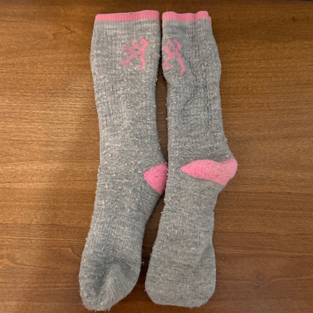 Gray and Pink Socks with Logo